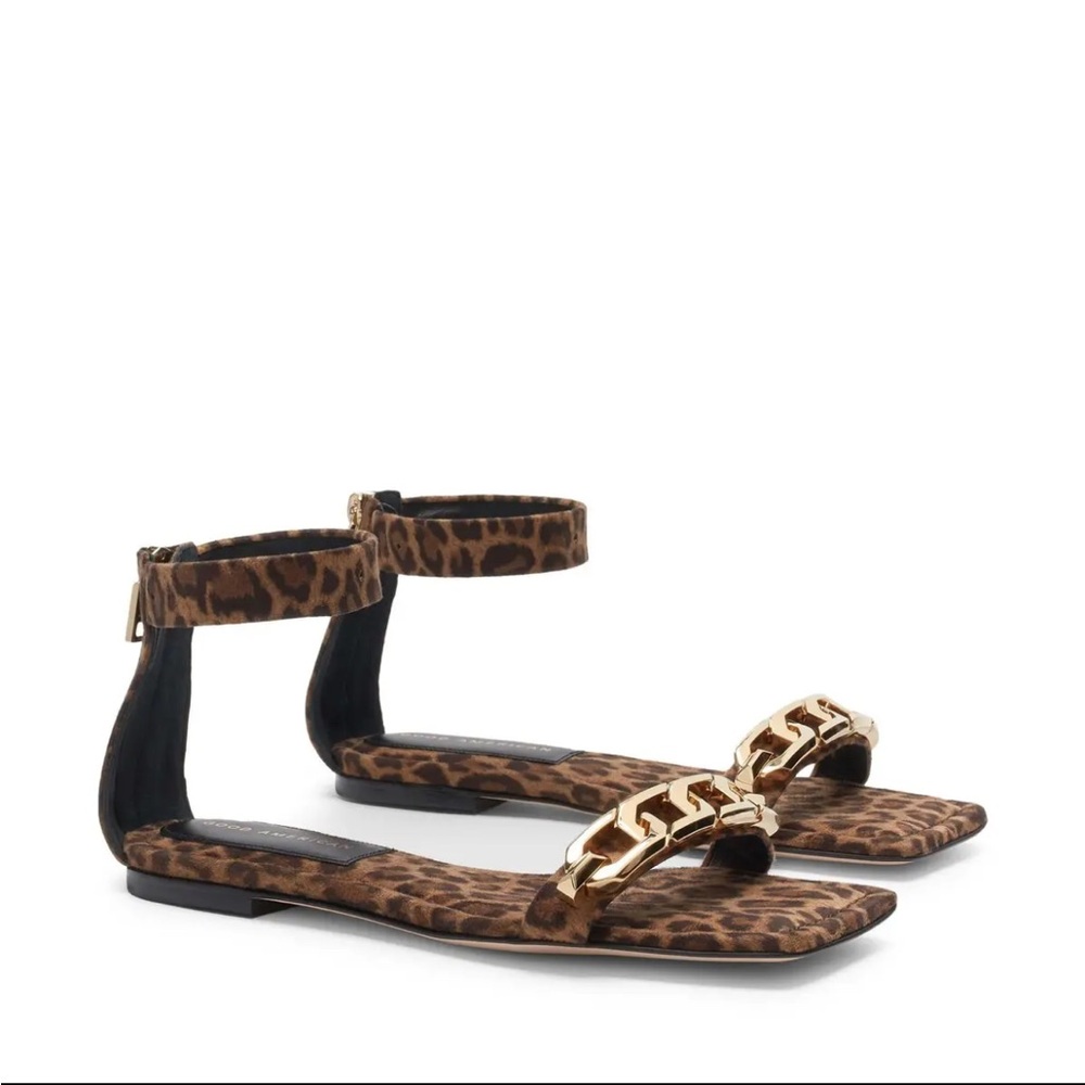 Good American Ankle Strap Sandal - Pale Leopard (7.5) New!